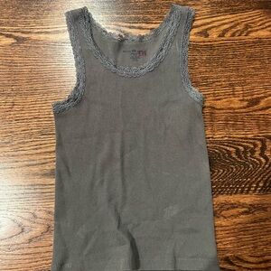 Brandy Melville Gray Lace Trim Tank Top